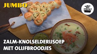 Wat eten we Zalmknolselderijsoep met olijfbroodjes [upl. by Lachance]