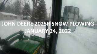 John Deere 2025R Snow Plowing January 24 2022 [upl. by Noryt711]