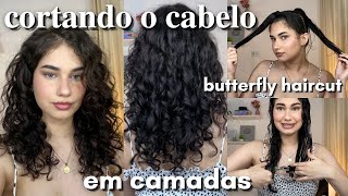 CORTANDO O CABELO SOZINHA EM CAMADAS butterfly haircut  onduladocacheado [upl. by Adnerol]