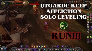 Affliction Warlock Solo Utgarde Keep 690k xphour  WotLK Classic Beta [upl. by Imalda339]