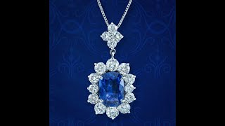 Edwardian Style Sapphire Diamond Pendant Necklace 291ct Sapphire [upl. by Aihsenor]