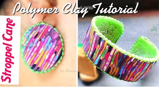 Polymer Clay Tutorials 22  Stroppel Cane Cuff  Earrings  DIY [upl. by Grizelda]