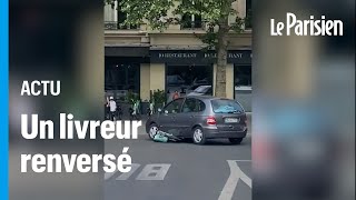 Un automobiliste renverse un livreur et s’enfuit avec le vélo sous ses roues [upl. by Dallon]