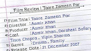 Film Review Writing Class 12 Taare Zameen Par Movie Review Writing class 12 [upl. by Mariand]