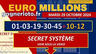 EUROMILLIONS RESULTAT TIRAGE MARDI 29 OCTOBRE 2024 [upl. by Deehan]