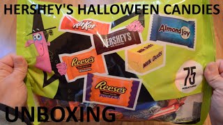 Unboxing Hersheys Miniatures 75 Pieces Halloween Candy Assortment [upl. by Nosnhoj]