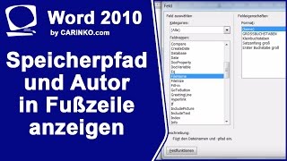 MS Office 2010 Word Speicherpfad und Autor in Fusszeile anzeigen  carinkocom [upl. by Wilen]