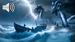 Thunderstorm At Sea With Rain Distant People Killed By Hydra Sea Monster Ambience Sound [upl. by Fedirko]