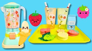 SMOOTHIE TOYS Drinks Food MAKER Wood Toy Blender Pretend Fruit Funny Kitten Playset [upl. by Nhtanhoj]