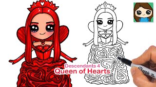 How to Draw Queen of Hearts  Descendants 4  The Rise of Red [upl. by Menis62]