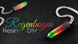 Regenbogen Resin Kristall DIY  Gießharz Schmuck Anleitung  Skresin3220 Harzspezi [upl. by Busey]