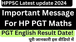 HP PGT Maths Result out And Important message for Students About Document VerificationPGT English [upl. by Tailor]