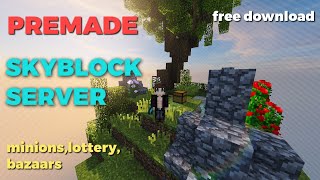 Minecraft Premade Skyblock Server Download  Shops  minions  rtp  islands [upl. by Annid688]