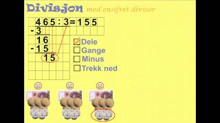 Divisjon med ensifret divisor Vist med penger [upl. by Ainoyek962]