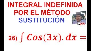 26 Integral indefinida por el método de Sustitución Cambio de Variable Función Trigonométrica [upl. by Nylave262]