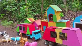 Mantul Roller truck transporting cute colorful cows crocodiles monkeys tigers bears part 9 [upl. by Cousin]