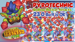 Buffed PYROTECHNIC Settled on All Tiles and Sends Endless Rocket Attacks  Rush Royale [upl. by Carine719]