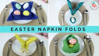 4 Easter Napkin Folding Tutorials Napkin Folds for Spring Table Setting [upl. by Eizdnil864]