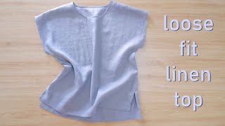 DIY LooseFit Linen Top With Front Patch Pocket [upl. by Blood182]