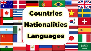 Countries Nationalities amp Languages in English  English Vocabulary [upl. by Lajes902]