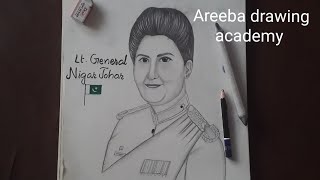 Sketch of LtGeneral Nigar Johar  pakistani tujhe salam  nigarjohar [upl. by Rourke49]