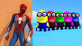 GTA 5 Epic Ragdolls RED SPIDERMAN VS RED MINION VS GREEN MINION Euphoria Physics amp Funny Fails [upl. by Teplica614]