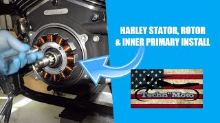 Harley Davidson Stator Rotor amp Inner Primary Shift Linkage Install Part 8 of 10  Techn Moto [upl. by Asselam]