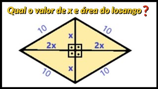 Como calcular a área de um losango Exercícios 9° Ano [upl. by Ecirtnom]