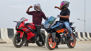 2024 KTM Rc200 Vs R15M Race  Comparison [upl. by Haduj]