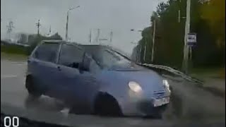 Russia Daewoo Matiz Tboned after not giving way to oncoming car [upl. by Augustus]