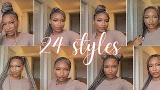 24 CUTE WAYS TO STYLE KNOTLESS BRAIDS  no hairtie needed [upl. by Annoeik]