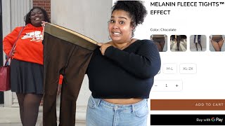 Melanin Fleece Tights Review  Fake Translucent Warm Fleece Tights Unboxing [upl. by Retsam]