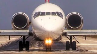 Volotea Boeing 717 Takeoff  Jetblast Sets Man Running  Skiathos  JSI Airport Plane Spotting [upl. by Aihsyak998]