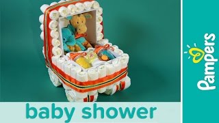 How to Make a Stroller Diaper Cake  Pampers Baby Shower Ideas [upl. by Gass672]