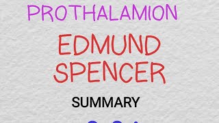 PROTHALAMION BY EDMUND SPENCER  SUMMARY IN TAMIL தமிழில் [upl. by Sadiras]