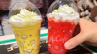 McDonalds Watermelon Frappe and Pineapple Frappe McCafe Sweets [upl. by Dimah419]