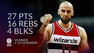 Marcin Gortat 27 pts 16 rebs 4 blks vs Kings 1516 season [upl. by Notnerb149]