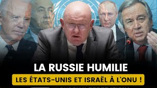 RÉUNION EXPLOSIVE À LONU  LA RUSSIE DÉMOLIT LES ÉTATSUNIS ET ISRAËL [upl. by Pressman]