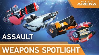 Mech Arena  Weapon Spotlight  Assault Weapons  Autocannon Pulse and Plasma Cannon Carabine [upl. by Mahala]