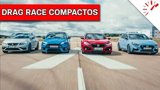 Drag Race Hyundai i30N Ford Focus RS Honda Civic Type R Seat Leon Cupra [upl. by Ettenyl275]