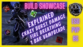 🛠️Build Showcase Vampire Nightblade PVP 1 Bar ⚔️Crazy Burst Damage⚔️ ESO [upl. by Aleunamme]