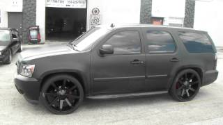 DUBSandTIREScom 26 Inch KMC Slide Black wheels Matte Black 2010 Chevy Tahoe Review Giovanna wheels [upl. by Grogan]