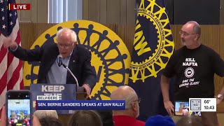 UAW leaders Sen Bernie Sanders to rally in Belvidere [upl. by Jenei]