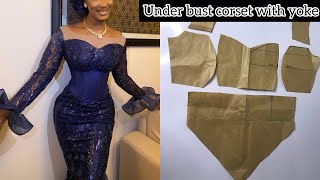 How To Make This Trendy Under Bust Corset Dress With Yoke And Basque WaistlineModest Corset Pattern [upl. by Kries517]