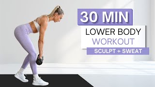 30 min FIERY LOWER BODY WORKOUT  With Weights And Without  Sculpt  Sweat  Warm Up amp Cool Down [upl. by Vanda48]