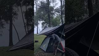 It was rainstorm while setup my tarp Relaxing rain sounds for sleep campinginheavyrain shorts [upl. by Ayom553]