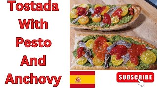 Tostada with Pesto amp Anchovy  Bold amp Flavourful Appetizer Recipe [upl. by Yssej]