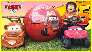 Disney Cars Toys GIANT EGG SURPRISE OPENING Lightning McQueen [upl. by Latsyrhk]