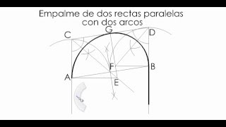 Geometría descriptiva Empalme de dos rectas paralelas con dos arcos [upl. by Oxford]