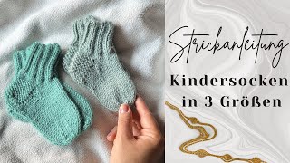 Strickanleitung simple Kindersocken in 3 Größen [upl. by Aneerak864]